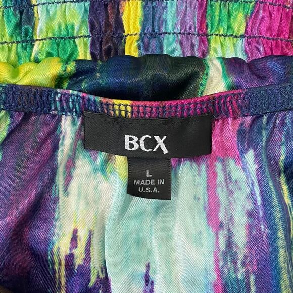 Bcx Early 2000's Cinched Multi Colorful Satin High Neck Tie Halter Top L - Picture 6 of 6